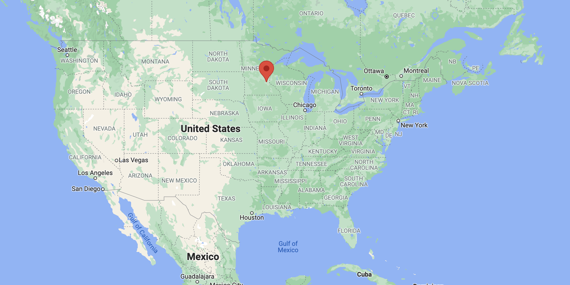 map showing where Minneapolis is